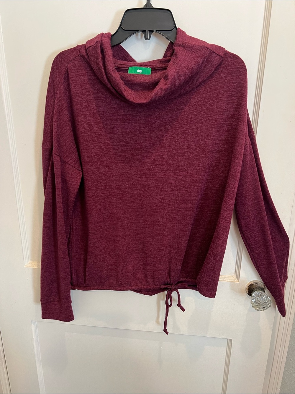 dip Plum Cowl-Neck Drawstring Hem Pullover